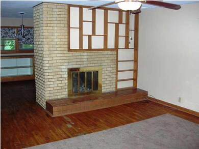 Woodburning Fireplace Between Living and Dinining 