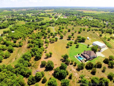 Aerial view of the 20 acres with the long private