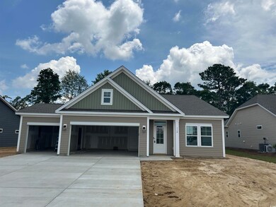 View of front of house featuring a garage, concrete driveway, cooling unit, board and batten siding, and a shingled roof
