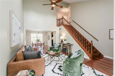 The vaulted ceilings help this room feel incredibl