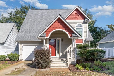 View of front of property with a garage