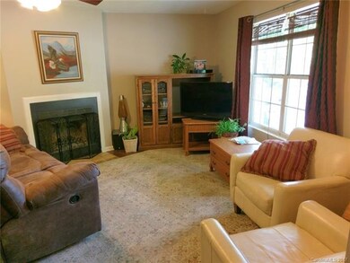 Living room with wood fireplace