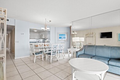 Tiled dining space with expanded floor space