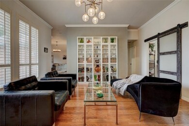 Living room with access to flex room with sliding 