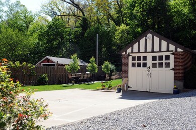 Flat backyard with garage