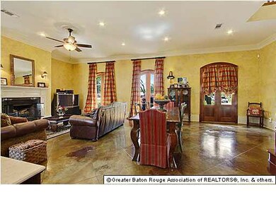 Spacious Family Room with stained and scored concr