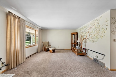Living room with carpet and baseboards
