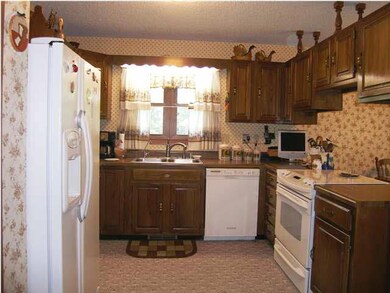 The kitchen as viewed from the living room entry.