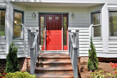 Close Up of Front Door Entrance and Front Porch.