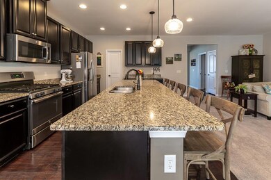 Massive granite island that comfortably seats 5