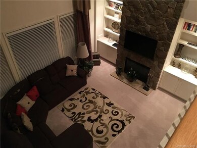 floor to ceiling rock fireplace