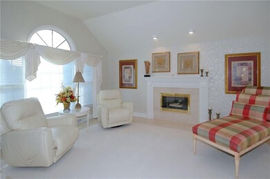 Living Room - Pretty marble fireplace, vaulted cei