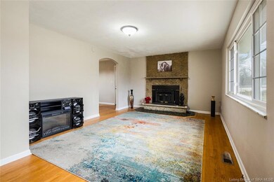 Cozy fireplace with insert.