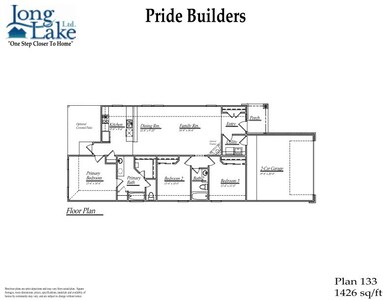 Plan 133 features 3 bedrooms, 2 full baths, and over 1,400 square feet of living space.
