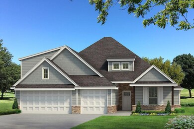 View of front facade featuring a front lawn, driveway, brick siding, and roof with shingles