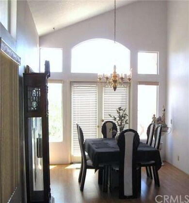 Formal dining room with French doors leading to am