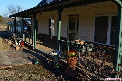 Front porch is warm and inviting.
