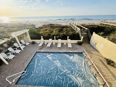 Pool area with thermal pool cover