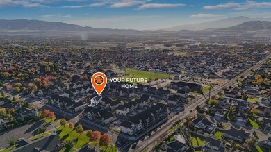 Aerial view of property and surrounding area with nearby suburban area and a mountain backdrop