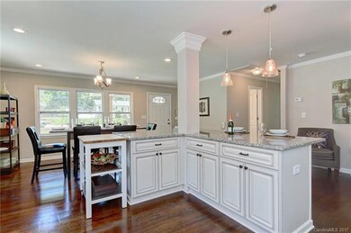 Large L shaped island open to dining and sitting a