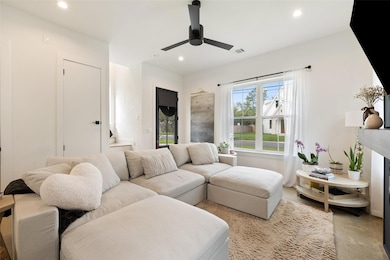Living room featuring recessed lighting, a ceilin