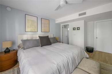 Bedroom featuring visible vents, ceiling fan, and 
