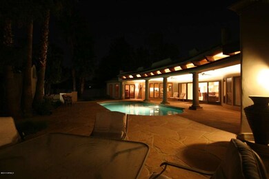 South patio night view backyard