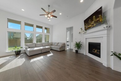 Fireplace in the Living Room with tile surround.