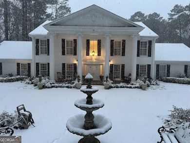Winter frontal view of the house