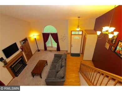 A view from above on the lower level family room w