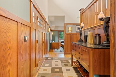 wood details at entrance