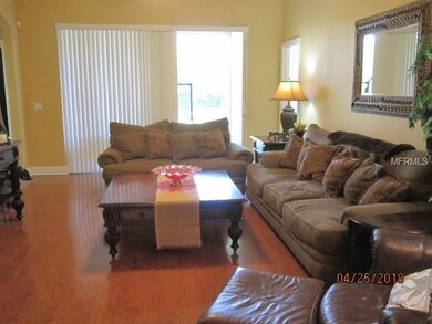 Family room with wood flooring