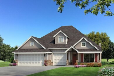 Craftsman house featuring a garage and a front yar
