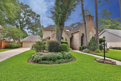 Surrounded by mature trees and lush landscaping on