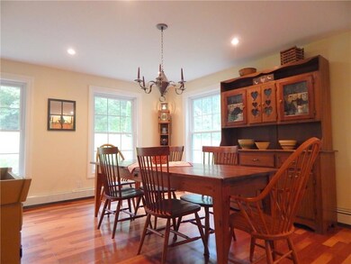 Dining area features large windows...