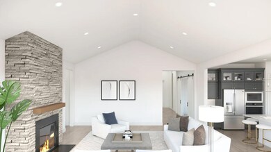 Great room with vaulted ceiling