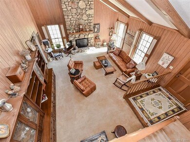 View from stairs over looking the great room.