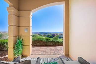 View of patio / terrace with a mountain view