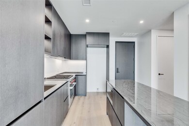 Kitchen featuring modern cabinets, light wood fin
