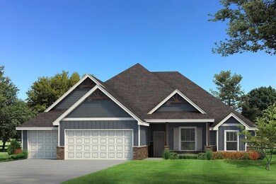 Craftsman house with a front yard and a garage
