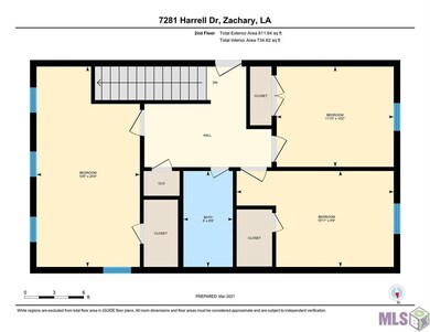 3 bedrooms; 1 bath; attic entrance;  one bedroom c