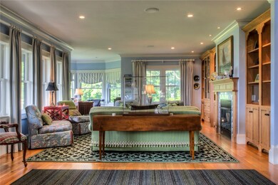 Looking into the formal Living room with fireplace