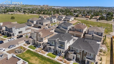 Front aerial perspective of suburban area