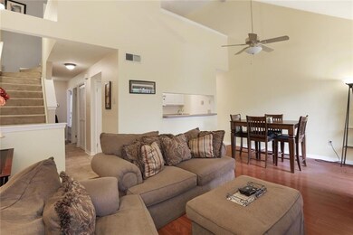 View to dining area and kitchen.