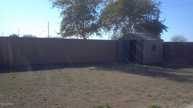 Large back yard with storage shed