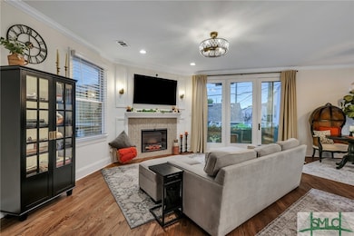 Custom built fireplace.