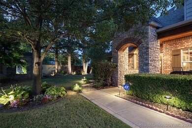 Professional landscaping and lighting illuminates