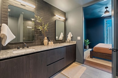 Bathroom with double vanity, ensuite bathroom, ti