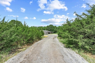 View of dirt / gravel road featuring a view of trees