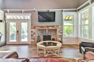 Living room featuring french doors, hardwood / woo